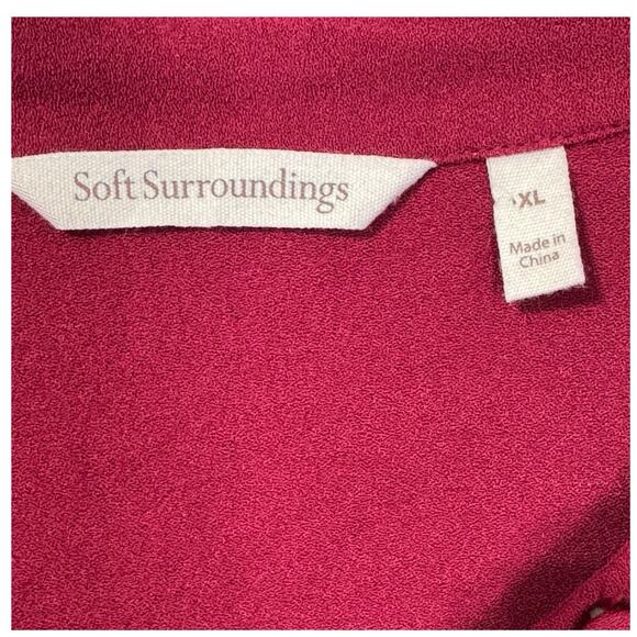 Soft Surroundings Women’s Longer Length Button Front Ruffle Cuff Tunic XL Red - Picture 9 of 10